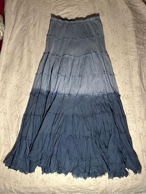 Tiered Ombre Maxi Skirt - Slate Blue